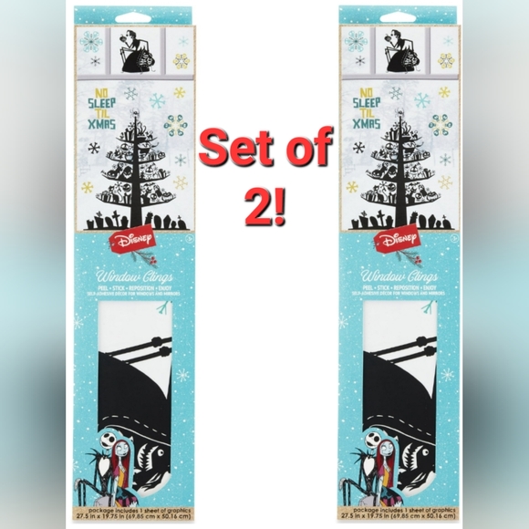 🍁 🎃🎄2 PACK The Nightmare Before Christmas Window Clings Decals Removable - Picture 2 of 4